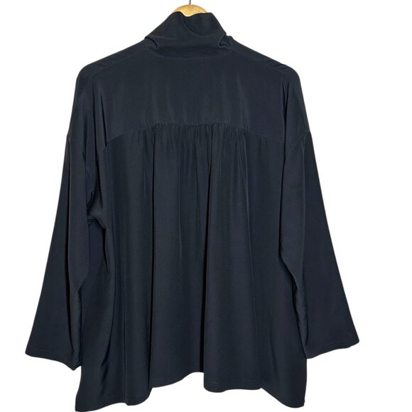 Eskandar Silk Button Up Collared Shirt Womens Size 6 Minimalist Capsule Black - Picture 8 of 8